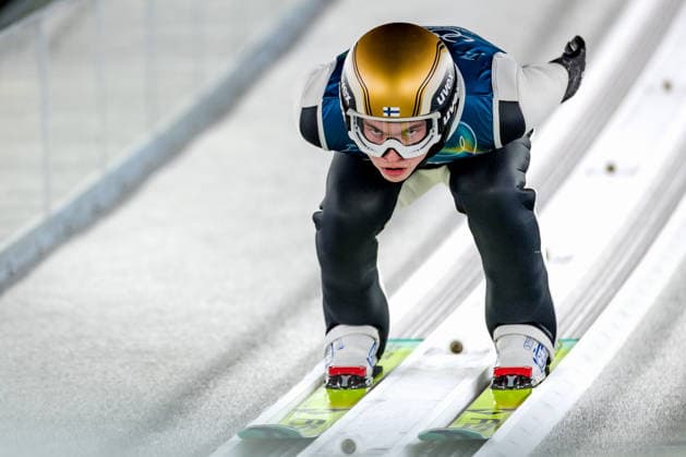 OLYMPICS - Winter Olympic Games, Olympische Spiele, Olympia, OS Milano Cortina 2026 PREDAZZO,ITALY,12.FEB.26 - OLYMPICS, NORDIC SKIING, Ski jumping, Skispringen, Ski, nordisch - Winter Olympic Games Milano Cortina 2026, large hill, men, training. Image shows Vilho Palosaari (FIN).  GEPAxpictures xMatthiasxTrinkl
