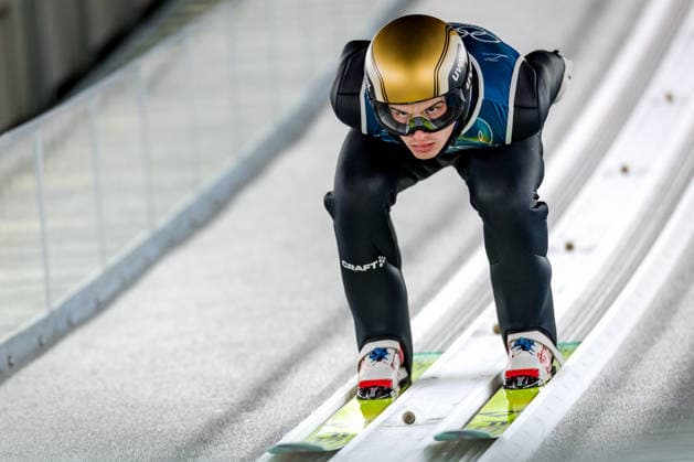 OLYMPICS - Winter Olympic Games, Olympische Spiele, Olympia, OS Milano Cortina 2026 PREDAZZO,ITALY,12.FEB.26 - OLYMPICS, NORDIC SKIING, Ski jumping, Skispringen, Ski, nordisch - Winter Olympic Games Milano Cortina 2026, large hill, men, training. Image shows Enzo Milesi (FRA).  GEPAxpictures xMatthiasxTrinkl