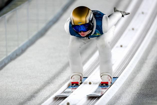 OLYMPICS - Winter Olympic Games, Olympische Spiele, Olympia, OS Milano Cortina 2026 PREDAZZO,ITALY,12.FEB.26 - OLYMPICS, NORDIC SKIING, Ski jumping, Skispringen, Ski, nordisch - Winter Olympic Games Milano Cortina 2026, large hill, men, training. Image shows Yevhen Marusiak (UKR).  GEPAxpictures xMatthiasxTrinkl