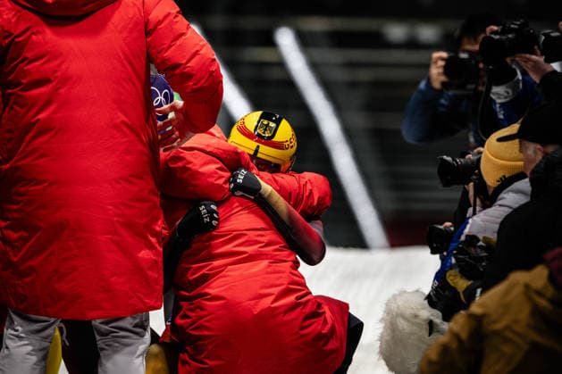 Deutscher Jubel, Luge Team Relay, Milano Cortina 2026 Olympic Games, Olympische Spiele, Olympia, OS 12-02-2026 *** German cheers, Luge Team Relay, Milano Cortina 2026 Olympic Games 12 02 2026 Copyright: HMBxMedia MarcxNiemeyer