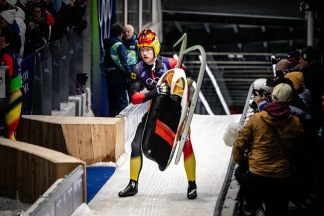 Max Langenhan ( Deutschland ), Luge Team Relay, Milano Cortina 2026 Olympic Games, Olympische Spiele, Olympia, OS 12-02-2026 *** Max Langenhan Germany , Luge Team Relay, Milano Cortina 2026 Olympic Games 12 02 2026 Copyright: HMBxMedia MarcxNiemeyer