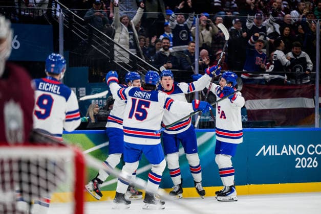 260212 Brady Tkachuk of USA celebrates after the 0-1 goal in the men s Ice hockey, Eishockey game between Latvia and USA during day 6 of the 2026 Winter Olympics on February 12, 2026 in Milan. Photo: Carl Sandin BILDBYRAN kod CS CS0875 ishockey ice hockey Olympic Games, Olympische Spiele, Olympia, OS olympics winter olympics os ol olympiska spel vinter-os olympiske leker milano cortina 2026 milan cortina 2026 milano cortina 2026 olympic games milano cortina 2026 winter olympic games milano cortina-os milano cortina-ol vinter-ol 6 bbeng lettland latvia usa jubel *** 260212 Brady Tkachuk of USA celebrates after the 0 1 goal in the men s ice hockey game between Latvia and USA during day 6 of the 2026 Winter Olympics on February 12, 2026 in Milan Photo Carl Sandin BILDBYRAN kod CS CS0875 ishockey ice hockey olympic games olympics winter olympics os ol olympiska spel vinter os olympiske leker milano cortina 2026 milan cortina 2026 milano cortina 2026 olympic games milano cortina 2026 winter olympic games milano cortina os milano cortina ol vinter ol 6 bbeng lettland latvia usa jubel  Copyright: CARLxSANDIN BB260212CS186