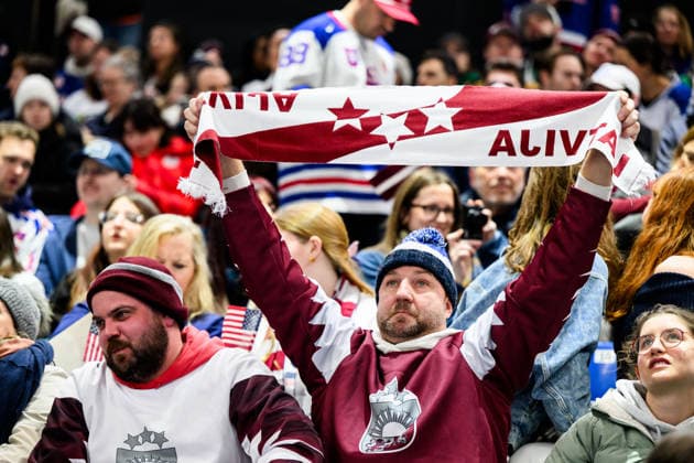 260212 Fans of Latvia in the men s Ice hockey, Eishockey game between Latvia and USA during day 6 of the 2026 Winter Olympics on February 12, 2026 in Milan. Photo: Carl Sandin BILDBYRAN kod CS CS0875 ishockey ice hockey Olympic Games, Olympische Spiele, Olympia, OS olympics winter olympics os ol olympiska spel vinter-os olympiske leker milano cortina 2026 milan cortina 2026 milano cortina 2026 olympic games milano cortina 2026 winter olympic games milano cortina-os milano cortina-ol vinter-ol 6 bbeng lettland latvia usa publik *** 260212 Fans of Latvia in the men s ice hockey game between Latvia and USA during day 6 of the 2026 Winter Olympics on February 12, 2026 in Milan Photo Carl Sandin BILDBYRAN code CS CS0875 ice hockey ice hockey olympic games olympics winter olympics os ol olympiska spel vinter os olympiske leker milano cortina 2026 milan cortina 2026 milano cortina 2026 olympic games milano cortina 2026 winter olympic games milano cortina os milano cortina ol vinter ol 6 bbeng lettland latvia usa publik  Copyright: CARLxSANDIN BB260212CS196