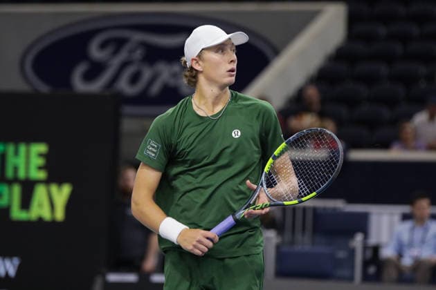 February 12, 2026, Frisco, Texas, USA: ETHAN QUINN (USA) reacts during a menÃ¢â‚¬â ¢s singles match at 2026 Nexo Dallas Open at The Ford Center at The Star in Frisco, Texas. Marin Cilic defeated Ethan Quinn, 7:6, 6:3. Tennis 2026: Dallas Open: Quinn 7:6, 6:3 Cilic  - ZUMAh193 20260212_zsp_h193_011 Copyright: xDanielxMcGregor-Huyerx