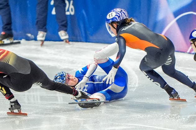 2026-02-12 - Milano Cortina 2026 Winter Olympics MILAN, ITALY - FEBRUARY 12: Kristen Santos-Griswold of United States performing on the Short Track Speed skating, Eisschnelllauf Women s 500m Finals during the Milano Cortina 2026 Winter Olympics at the Milano Ice Skating Arena on February 12, 2026 in Milan, Italy Milan Milano Ice Skating Arena Italy Content not available for redistribution in The Netherlands directly or indirectly through any third parties. Copyright: xAndrexWeeningx