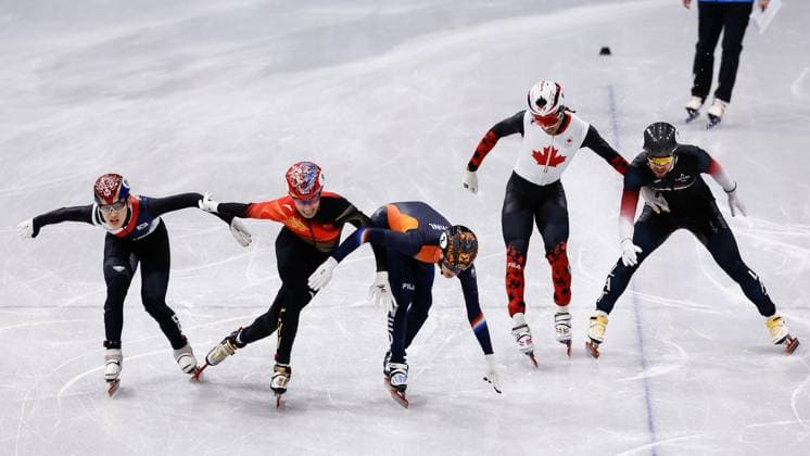 MILAN , 12-02-2026 , Milano Ice Skating Arena , Olympic Winter games, Winterspiele,Spiele, Summer games 2026 - Short Track 500m ladies - 1000m men , Picture shows Jens van t Wout, Long Sun Olympic Winter Games 2026 - Short Track 500m ladies - 1000m men  x201533399x Copyright: