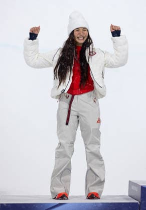 OLYMPICS - Winter Olympic Games, Olympische Spiele, Olympia, OS Milano Cortina 2026 LIVIGNO,ITALY,12.FEB.26 - OLYMPICS, SNOWBOARD - Winter Olympic Games Milano Cortina 2026, Snowboard Halfpipe, women, final, medal ceremony. Image shows the rejoicing of Chloe Kim (USA).  GEPAxpictures xHaraldxSteiner