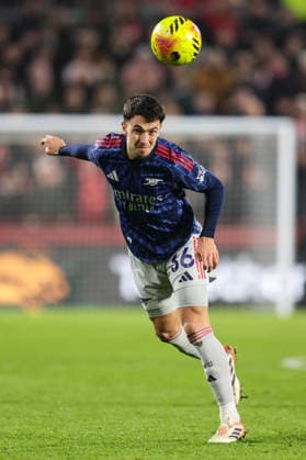 Brentford v Arsenal 12 February 2026, London - Premier League Football - Brentford v Arsenal - Martin Zubimendi of Arsenal heads the ball - Photo: Charlotte Wilson Offside. London UK Copyright: xCharlottexWilsonx xOffsidexOffside