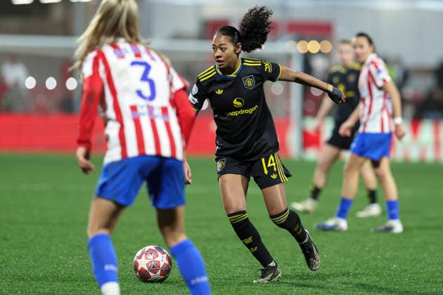 February 12, 2026, Alcala De Henares, Madrid, SPAIN: Jayde Riviere of Manchester United, ManU in action during the UEFA Women s Champions League KO play-offs 1st leg match between Atletico de Madrid and Manchester United at Centro Deportivo Alcala de Henares, on February 12, 2026, in Alcala de Henares, Madrid, Spain. Atletico De Madrid V Manchester United - Champions League - ZUMAa181 20260212_zaa_a181_282 Copyright: xIrinaxR.xHipolitox