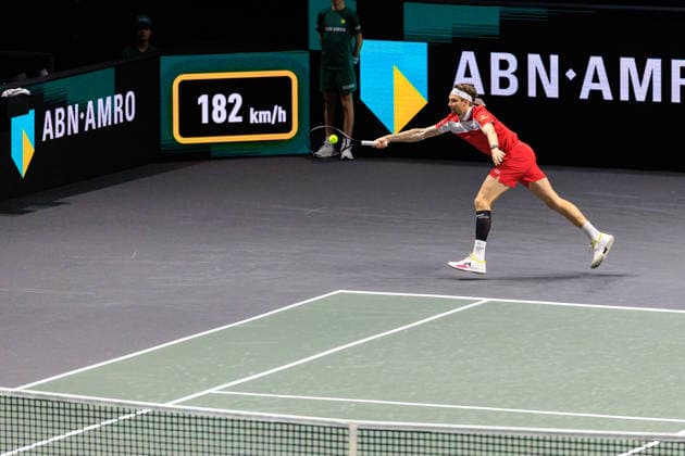 2026-02-12 ABN AMRO Open ROTTERDAM, NETHERLANDS - FEBRUARY 12: Alexander Bublik of Kazachstan during the ABN AMRO Open at Ahoy on February 12, 2026 in Rotterdam, Netherlands. Rotterdam Ahoy Netherlands Content not available for redistribution in The Netherlands directly or indirectly through any third parties. Copyright: xMarcelxvanxPlateringenx