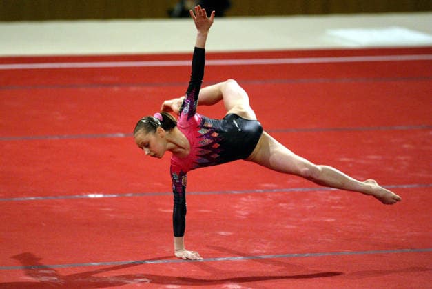 May 01, 2004; Amsterdam, Netherlands; NATALIE SAFRONIE of Romania on floor exercise wins All-Around Silver medal at 2004 European Championships Artistic Gymnastics. Amsterdam Holland Netherlands Copyright: xTomxTheobaldx