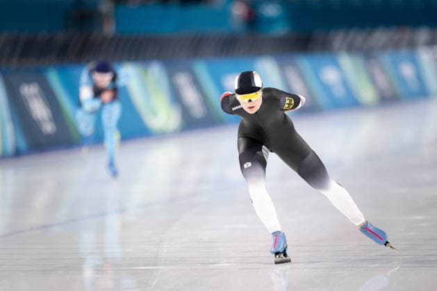 Winter Olympics - Speed skating, Eisschnelllauf Women’s 5000 AJ Maira Jasch of Team Germany and Kazakhstan s Nadezhda Morozova during the Speed Skating Women s 5000m on day six of the Milano Cortina 2026 Winter Olympic Games, Olympische Spiele, Olympia, OS at Milano Speed Skating Stadium on February 12, 2026 in Milan, Italy. Photo by Alexis Jumeau ABACAPRESS.COM Milan  Copyright: xJumeauxAlexis ABACAx