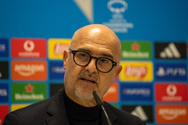 Deutschland, Fussball, UEFA, Womens Champions League, Play-Offs 5-12 2025 2026: VfL Wolfsburg - Juventus Turin am 12.02. in Wolfsburg (AOK-Stadion): Massimiliano Canzi (Juventus Turin) auf der Pressekonferenz nach dem Spiel. Copyright: xSvenxHeidmannx