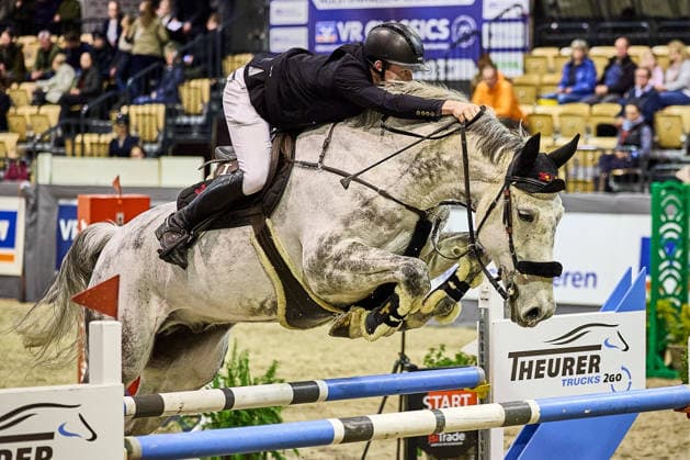 February 12, 2026, Neumunster, Schleswig-Holstein, Germany: Lennard Thomsen of Germany with Blomster during the VR CLASSICS Internationales Reitturnier der Volksbanken Raifeisenbanken - 2026 in Neumuenster Showjumping 2025: VR CLASSICS International Equestrian Tournament  - ZUMAs343 20260212_zsp_s343_010 Copyright: xMathiasxSchulzx