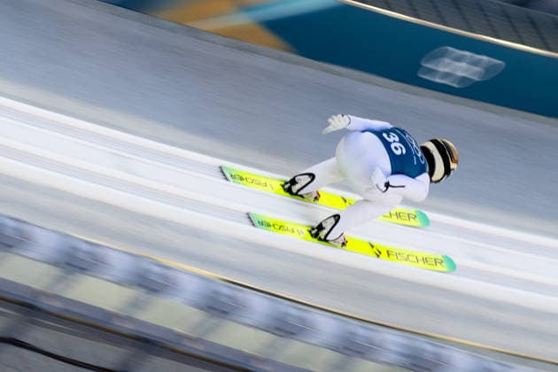 OLYMPICS - Winter Olympic Games, Olympische Spiele, Olympia, OS Milano Cortina 2026 PREDAZZO,ITALY,13.FEB.26 - OLYMPICS, NORDIC SKIING, NORDIC COMBINED, Ski jumping, Skispringen, Ski, nordisch - Winter Olympic Games Milano Cortina 2026, large hill, training. Image shows Johannes Lamparter (AUT).  GEPAxpictures xOliverxLerch