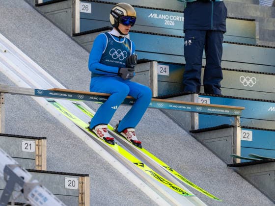 OLYMPICS - Winter Olympic Games, Olympische Spiele, Olympia, OS Milano Cortina 2026 PREDAZZO,ITALY,13.FEB.26 - OLYMPICS, NORDIC SKIING, NORDIC COMBINED, Ski jumping, Skispringen, Ski, nordisch - Winter Olympic Games Milano Cortina 2026, large hill, training. Image shows Julian Schmid (GER).  GEPAxpictures xOliverxLerch