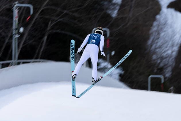 OLYMPICS - Winter Olympic Games, Olympische Spiele, Olympia, OS Milano Cortina 2026 PREDAZZO,ITALY,13.FEB.26 - OLYMPICS, NORDIC SKIING, NORDIC COMBINED, Ski jumping, Skispringen, Ski, nordisch - Winter Olympic Games Milano Cortina 2026, large hill, training. Image shows Stefan Rettenegger (AUT).  GEPAxpictures xOliverxLerch