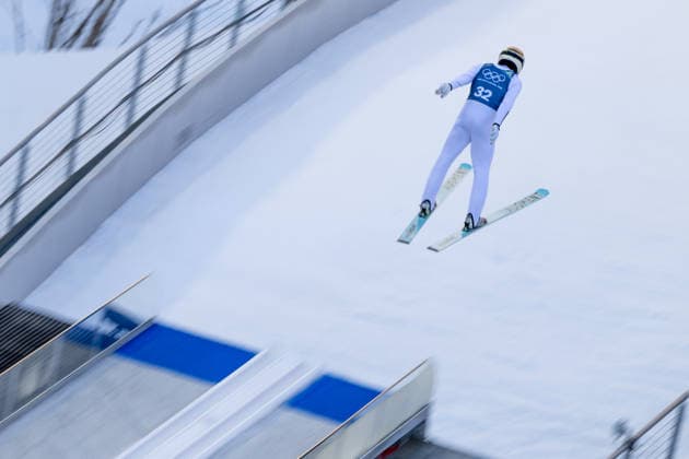 OLYMPICS - Winter Olympic Games, Olympische Spiele, Olympia, OS Milano Cortina 2026 PREDAZZO,ITALY,13.FEB.26 - OLYMPICS, NORDIC SKIING, NORDIC COMBINED, Ski jumping, Skispringen, Ski, nordisch - Winter Olympic Games Milano Cortina 2026, large hill, training. Image shows Stefan Rettenegger (AUT).  GEPAxpictures xOliverxLerch