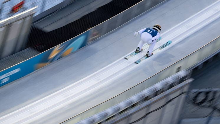OLYMPICS - Winter Olympic Games, Olympische Spiele, Olympia, OS Milano Cortina 2026 PREDAZZO,ITALY,13.FEB.26 - OLYMPICS, NORDIC SKIING, NORDIC COMBINED, Ski jumping, Skispringen, Ski, nordisch - Winter Olympic Games Milano Cortina 2026, large hill, training. Image shows Stefan Rettenegger (AUT).  GEPAxpictures xOliverxLerch