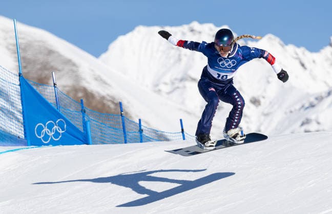 OLYMPICS - Winter Olympic Games, Olympische Spiele, Olympia, OS Milano Cortina 2026 LIVIGNO,ITALY,13.FEB.26 - OLYMPICS, SNOWBOARD - Winter Olympic Games Milano Cortina 2026, Snowboard Cross, women, qualification. Image shows Faye Thelen (USA).  GEPAxpictures xHaraldxSteiner