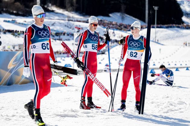 260213 Martin Lowstroem Nyenget, Harald ostberg Amundsen and Einar Hedegart of Norway after competing in the men s 10km free technique individual start cross-country skiing race during day 7 of the 2026 Winter Olympics on February 13, 2026 in Val di Fiemme. Photo: Maxim Thore BILDBYRAN kod MT MT0976 skidor cross-country skiing langrenn Olympic Games, Olympische Spiele, Olympia, OS olympics winter olympics os ol olympiska spel vinter-os olympiske leker milano cortina 2026 milan cortina 2026 milano cortina 2026 olympic games milano cortina 2026 winter olympic games milano cortina-os milano cortina-ol vinter-ol 7 bbeng intervallstart depp norge *** 260213 Martin Lowstroem Nyenget, Harald ostberg Amundsen and Einar Hedegart of Norway after competing in the men s 10km free technique individual start cross country skiing race during day 7 of the 2026 Winter Olympics on February 13, 2026 in Val di Fiemme Photo Maxim Thore BILDBYRAN kod MT MT0976 skidor cross country skiing langrenn olympic games olympics winter olympics os ol olympiska spel vinter os olympiske leker milano cortina 2026 milan cortina 2026 milano cortina 2026 olympic games milano cortina 2026 winter olympic games milano cortina os milano cortina ol vinter ol 7 bbeng intervallstart depp norge  Copyright: MAXIMxTHORE BB260213MT070