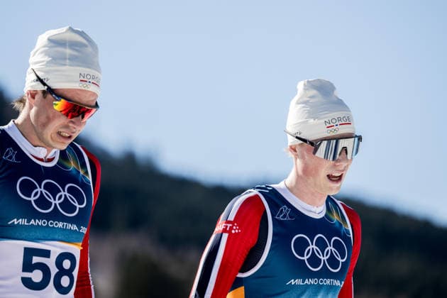 260213 Harald ostberg Amundsen and Einar Hedegart of Norway after competing in the men s 10km free technique individual start cross-country skiing race during day 7 of the 2026 Winter Olympics on February 13, 2026 in Val di Fiemme. Photo: Maxim Thore BILDBYRAN kod MT MT0976 skidor cross-country skiing langrenn Olympic Games, Olympische Spiele, Olympia, OS olympics winter olympics os ol olympiska spel vinter-os olympiske leker milano cortina 2026 milan cortina 2026 milano cortina 2026 olympic games milano cortina 2026 winter olympic games milano cortina-os milano cortina-ol vinter-ol 7 bbeng intervallstart norge depp *** 260213 Harald ostberg Amundsen and Einar Hedegart of Norway after competing in the men s 10km free technique individual start cross country skiing race during day 7 of the 2026 Winter Olympics on February 13, 2026 in Val di Fiemme Photo Maxim Thore BILDBYRAN kod MT MT0976 skidor cross country skiing langrenn olympic games olympics winter olympics os ol olympiska spel vinter os olympiske leker milano cortina 2026 milan cortina 2026 milano cortina 2026 olympic games milano cortina 2026 winter olympic games milano cortina os milano cortina ol vinter ol 7 bbeng intervallstart norge depp  Copyright: MAXIMxTHORE BB260213MT075