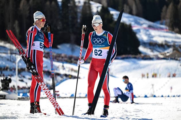 260213 Harald ostberg Amundsen and Einar Hedegart of Norway after competing in the men s 10km free technique individual start cross-country skiing race during day 7 of the 2026 Winter Olympics on February 13, 2026 in Val di Fiemme. Photo: Maxim Thore BILDBYRAN kod MT MT0976 skidor cross-country skiing langrenn Olympic Games, Olympische Spiele, Olympia, OS olympics winter olympics os ol olympiska spel vinter-os olympiske leker milano cortina 2026 milan cortina 2026 milano cortina 2026 olympic games milano cortina 2026 winter olympic games milano cortina-os milano cortina-ol vinter-ol 7 bbeng intervallstart norge depp *** 260213 Harald ostberg Amundsen and Einar Hedegart of Norway after competing in the men s 10km free technique individual start cross country skiing race during day 7 of the 2026 Winter Olympics on February 13, 2026 in Val di Fiemme Photo Maxim Thore BILDBYRAN kod MT MT0976 skidor cross country skiing langrenn olympic games olympics winter olympics os ol olympiska spel vinter os olympiske leker milano cortina 2026 milan cortina 2026 milano cortina 2026 olympic games milano cortina 2026 winter olympic games milano cortina os milano cortina ol vinter ol 7 bbeng intervallstart norge depp  Copyright: MAXIMxTHORE BB260213MT091
