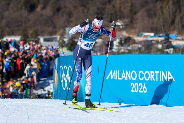 Olympische Winterspiele Milano Cortina 2026 Skilanglauf 10km Intervallstart Freistil Männer am 13.02.2026 im Tesero Cross-Country Skiing Stadium in Cortina d™Ampezzo Mathis Desloges ( Frankreich ) *** Olympic Winter Games Milano Cortina 2026 Cross Country Skiing 10km Interval Start Freestyle Men on 13 02 2026 at the Tesero Cross Country Skiing Stadium in Cortina d™Ampezzo Mathis Desloges France xMSx
