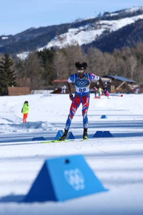 Olympische Winterspiele Milano Cortina 2026 Skilanglauf 10km Intervallstart Freistil Männer am 13.02.2026 im Tesero Cross-Country Skiing Stadium in Cortina d™Ampezzo Stevenson Savart ( Haiti ) *** Olympic Winter Games Milano Cortina 2026 Cross Country Skiing 10km Interval Start Freestyle Men on 13 02 2026 at Tesero Cross Country Skiing Stadium in Cortina d™Ampezzo Stevenson Savart Haiti xMSx