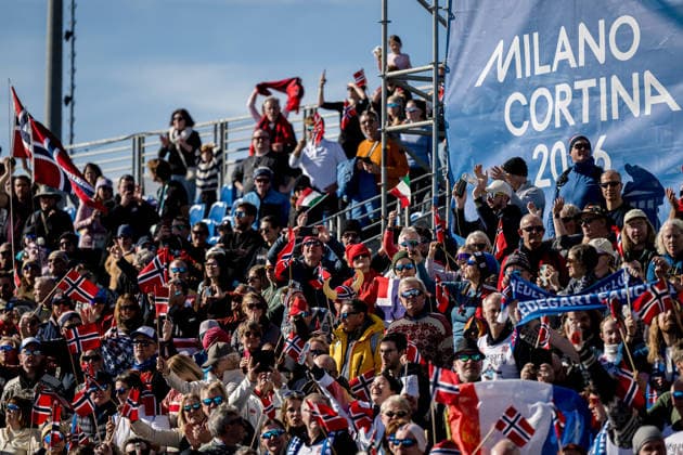 260213 Fans of Norway in the stands at the men s 10km free technique individual start cross-country skiing race during day 7 of the 2026 Winter Olympics on February 13, 2026 in Val di Fiemme. Photo: Maxim Thore BILDBYRAN kod MT MT0976 skidor cross-country skiing langrenn Olympic Games, Olympische Spiele, Olympia, OS olympics winter olympics os ol olympiska spel vinter-os olympiske leker milano cortina 2026 milan cortina 2026 milano cortina 2026 olympic games milano cortina 2026 winter olympic games milano cortina-os milano cortina-ol vinter-ol 7 bbeng intervallstart norge publik *** 260213 Fans of Norway in the stands at the men s 10km free technique individual start cross country skiing race during day 7 of the 2026 Winter Olympics on February 13, 2026 in Val di Fiemme Photo Maxim Thore BILDBYRAN kod MT MT0976 skidor cross country skiing langrenn olympic games olympics winter olympics os ol olympiska spel vinter os olympiske leker milano cortina 2026 milan cortina 2026 milano cortina 2026 olympic games milano cortina 2026 winter olympic games milano cortina os milano cortina ol vinter ol 7 bbeng intervallstart norge publik  Copyright: MAXIMxTHORE BB260213MT106