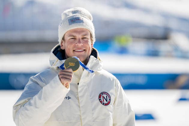 260213 Johannes Hosflot Klaebo of Norway celebrates with his gold medal on the podium after the men s 10km free technique individual start cross-country skiing race during day 7 of the 2026 Winter Olympics on February 13, 2026 in Val di Fiemme. Photo: Maxim Thore BILDBYRAN kod MT MT0976 skidor cross-country skiing langrenn Olympic Games, Olympische Spiele, Olympia, OS olympics winter olympics os ol olympiska spel vinter-os olympiske leker milano cortina 2026 milan cortina 2026 milano cortina 2026 olympic games milano cortina 2026 winter olympic games milano cortina-os milano cortina-ol vinter-ol 7 bbeng intervallstart norge jubel gold guld *** 260213 Johannes Hosflot Klaebo of Norway celebrates with his gold medal on the podium after the men s 10km free technique individual start cross country skiing race during day 7 of the 2026 Winter Olympics on February 13, 2026 in Val di Fiemme Photo Maxim Thore BILDBYRAN kod MT MT0976 skidor cross country skiing langrenn olympic games olympics winter olympics os ol olympiska spel vinter os olympiske leker milano cortina 2026 milan cortina 2026 milano cortina 2026 olympic games milano cortina 2026 winter olympic games milano cortina os milano cortina ol vinter ol 7 bbeng intervallstart norge jubel gold guld  Copyright: MAXIMxTHORE BB260213MT114