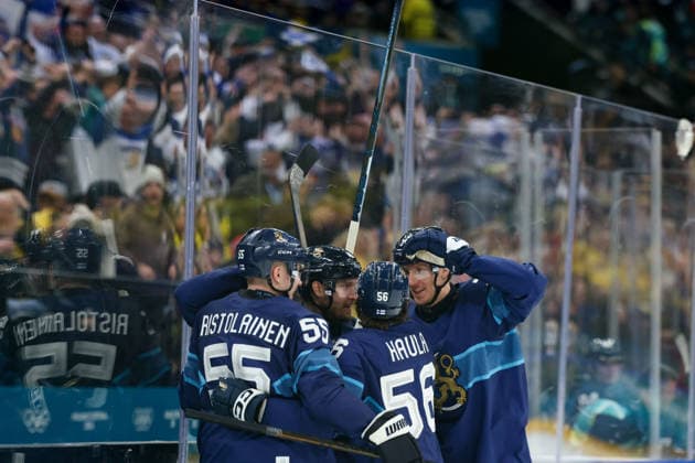 February 13, 2026, Milan, Lombardy, Italy: JOEL ARMIA 40 of Finland celebrates scoring his side s third goal assisted by Erik Haula in the Preliminary Round Group B game between Team Finland and Team Sweden at the Milano Cortina 2026 Olympic Games, Olympische Spiele, Olympia, OS Milan Italy - ZUMAc179 20260213_oly_c179_057 Copyright: xMickaelxChavetx