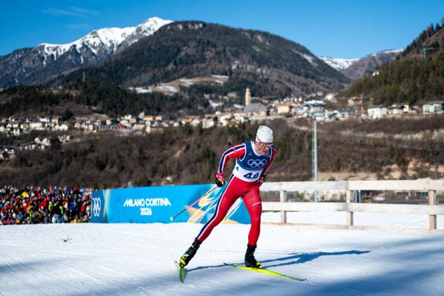 KLAEBO Johannes Hoesflot (Norwegen) vor Bergpanorama Ortsblick Tesero, ITA, Olympische Spiele Milano Cortina 2026, Olympia, Langlauf 10 km Freistil, Individual Start Herren, 13.02.2026 ITA, Olympische Spiele Milano Cortina 2026, Olympia, Langlauf 10 km Freistil, Individual Start Herren, 13.02.2026 Tesero *** KLAEBO Johannes Hoesflot Norway in front of mountain panorama view of Tesero, ITA, Olympic Games Milano Cortina 2026, Olympia, cross-country skiing 10 km freestyle, individual start men, 13 02 2026 ITA, Olympic Games Milano Cortina 2026, Olympia, cross-country skiing 10 km freestyle, individual start men, 13 02 2026 Tesero Copyright: xEibner-Pressefoto Memmlerx EP_MMR