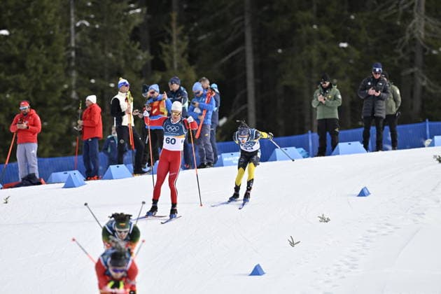 Cortina, ITALY 20260213 Vetle Sjastad Christiansen, Norway, celebrates after finishing in the men s biathlon sprint 10km, during the Winter Olympics in Milan Cortina, Italy. *** The image is included in the SPORTS PACKAGE. For others PAYMENT IMAGE *** Cortina ITALY x10050x *** Cortina, ITALY 20260213 Vetle Sjastad Christiansen, Norway, celebrates after finishing in the men s biathlon sprint 10km, during the Winter Olympics in Milan Cortina, Italy The image is included in the SPORTS PACKAGE For others PAYMENT IMAGE Cortina ITALY x10050x  Copyright: xPontusxLundahl TTx 2026 OLYMPICS BIATHING MEN S SPRINT
