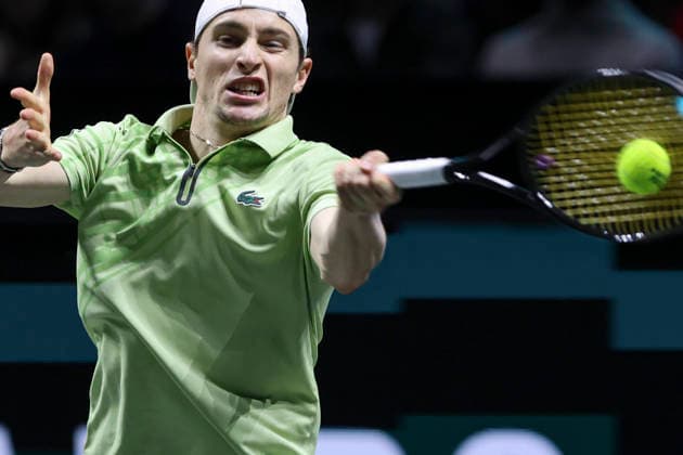 ABN AMRO Open 2026 Ugo Humbert of France spotted in action during the tennis game at the Men s Single category, a match against Christopher O Connell of Australia at the indoor ATP500 tournament ABN AMRO Open 2026 in Ahoy arena venue. Rotterdam, the Netherlands on February 13, 2026 Rotterdam Netherlands  Copyright: xNicolasxEconomoux originalFilename:economou-notitle260213_npFan.jpg