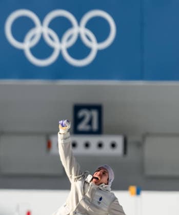 260213 Gold medalist Quentin Fillon Maillet of France celebrates on the podium in men s biathlon 10 km sprint during day 7 of the 2026 Winter Olympics on February 13, 2026 in Anterselva. Photo: Jon Olav Nesvold BILDBYRAN COP 217 MB1325 skidskytte biathlon skiskyting Olympic Games, Olympische Spiele, Olympia, OS olympics winter olympics os ol olympiska spel vinter-os olympiske leker milano cortina 2026 milan cortina 2026 milano cortina 2026 olympic games milano cortina 2026 winter olympic games milano cortina-os milano cortina-ol vinter-ol 7 bbeng sprint jubel *** 260213 Gold medalist Quentin Fillon Maillet of France celebrates on the podium in men s biathlon 10 km sprint during day 7 of the 2026 Winter Olympics on February 13, 2026 in Anterselva Photo Jon Olav Nesvold BILDBYRAN COP 217 MB1325 biathlon biathlon olympic games olympics olympics winter olympics os ol olympiska spel vinter os olympiske leker milano cortina 2026 milan cortina 2026 milano cortina 2026 olympic games milano cortina 2026 winter olympic games milano cortina os milano cortina ol vinter ol 7 bbeng sprint jubel  Copyright: JONxOLAVxNESVOLD BB260213JE053