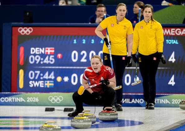 260213 Mathilde Halse of Denmark competes in a women s round robin curling match between Denmark and Sweden during day 7 of the 2026 Winter Olympics on February 13, 2026 in Cortina. Photo: Joel Marklund BILDBYRAN kod JM JM0791 bbeng curling Olympic Games, Olympische Spiele, Olympia, OS olympics winter olympics os ol olympiska spel vinter-os olympiske leker milano cortina 2026 milan cortina 2026 milano cortina 2026 olympic games milano cortina 2026 winter olympic games milano cortina-os milano cortina-ol vinter-ol dam sverige danmark Sara McManus Anna Hasselborg *** 260213 Mathilde Halse of Denmark competes in a women s round robin curling match between Denmark and Sweden during day 7 of the 2026 Winter Olympics on February 13, 2026 in Cortina Photo Joel Marklund BILDBYRAN kod JM JM0791 bbeng curling olympic games olympics winter olympics os ol olympiska spel vinter os olympiske leker milano cortina 2026 milan cortina 2026 milano cortina 2026 olympic games milano cortina 2026 winter olympic games milano cortina os milano cortina ol vinter ol dam sverige danmark Sara McManus Anna Hasselborg  Copyright: JOELxMARKLUND BB260213JM059