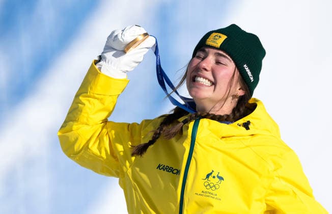 OLYMPICS - Winter Olympic Games, Olympische Spiele, Olympia, OS Milano Cortina 2026 LIVIGNO,ITALY,13.FEB.26 - OLYMPICS, SNOWBOARD - Winter Olympic Games Milano Cortina 2026, Snowboard Cross, women medal ceremony. Image shows Josie Baff (AUS). Keywords: medal.  GEPAxpictures xWolfgangxGrebien