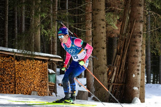 Antholz, Italien 13. Februar 2026: Biathlon Sprint Männer 10 km - Olympia 2026 Im Bild: Asset Dyussenov (KAZ) Anterselva Biathlon Arena *** Antholz, Italy February 13, 2026 Biathlon Sprint Men 10 km Olympia 2026 In the picture Asset Dyussenov KAZ Anterselva Biathlon Arena Copyright: xFotostandx xHettichx