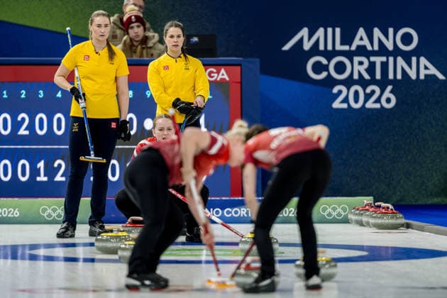 260213 Sara McManus and Anna Hasselborg of Sweden compete in a women s round robin curling match between Denmark and Sweden during day 7 of the 2026 Winter Olympics on February 13, 2026 in Cortina. Photo: Joel Marklund BILDBYRAN kod JM JM0791 bbeng curling Olympic Games, Olympische Spiele, Olympia, OS olympics winter olympics os ol olympiska spel vinter-os olympiske leker milano cortina 2026 milan cortina 2026 milano cortina 2026 olympic games milano cortina 2026 winter olympic games milano cortina-os milano cortina-ol vinter-ol dam sverige danmark *** 260213 Sara McManus and Anna Hasselborg of Sweden compete in a women s round robin curling match between Denmark and Sweden during day 7 of the 2026 Winter Olympics on February 13, 2026 in Cortina Photo Joel Marklund BILDBYRAN kod JM JM0791 bbeng curling olympic games olympics winter olympics os ol olympiska spel vinter os olympiske leker milano cortina 2026 milan cortina 2026 milano cortina 2026 olympic games milano cortina 2026 winter olympic games milano cortina os milano cortina ol vinter ol dam sverige danmark  Copyright: JOELxMARKLUND BB260213JM070