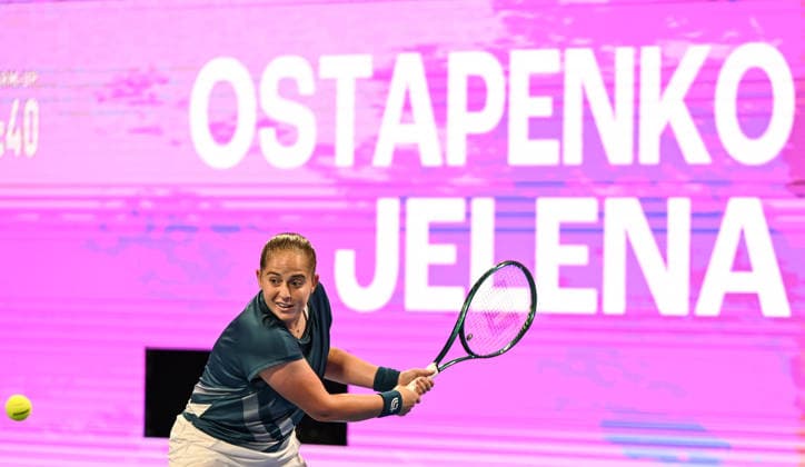 Qatar TotalEnergies Open 2026 - Day Six DOHA, QATAR FEBRUARY 13: Jelena Ostapenko of Latvia durin g a warm up ahead of her match against Victoria Mboko of Canada in the semifinal on Day Six of the Qatar TotalEnergies Open, part of the Hologic WTA, Tennis Damen Tour, at the Khalifa International Tennis and Squash Complex on February 13, 2026 in Doha, Qatar. Doha Qatar  Copyright: xArturxWidakx originalFilename:widak-qatartot260213_npib7.jpg