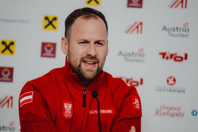 OLYMPICS - Winter Olympic Games, Olympische Spiele, Olympia, OS Milano Cortina 2026 CORTINA D AMPEZZO,ITALY,13.FEB.26 - OLYMPICS, BOBSLEIGH - Winter Olympic Games Milano Cortina 2026, monobob women, 2-man, press conference, PK, Pressekonferenz OEBSV, Austria House. Image shows Christoph Iglhauser (OEOC) during an interview.  GEPAxpictures xAlexanderxSolc