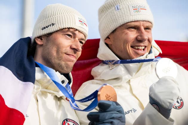 260213 Bronze medalist, Sturla Holm Laegreid and silver medalist Vetle Sjastad Christiansen of Norway celebrate as they pose for photos after men s biathlon 10 km sprint during day 7 of the 2026 Winter Olympics on February 13, 2026 in Anterselva. Photo: Mathias Bergeld BILDBYRAN kod MB MB1325 skidskytte biathlon skiskyting Olympic Games, Olympische Spiele, Olympia, OS olympics winter olympics os ol olympiska spel vinter-os olympiske leker milano cortina 2026 milan cortina 2026 milano cortina 2026 olympic games milano cortina 2026 winter olympic games milano cortina-os milano cortina-ol vinter-ol 7 bbeng sprint norge norway jubel brons silver *** 260213 Bronze medalist, Sturla Holm Laegreid and silver medalist Vetle Sjastad Christiansen of Norway celebrate as they pose for photos after men s biathlon 10 km sprint during day 7 of the 2026 Winter Olympics on February 13, 2026 in Anterselva Photo Mathias Bergeld BILDBYRAN code MB MB1325 biathlon biathlon olympic games olympics olympics winter olympics os ol olympiska spel vinter os olympiske leker milano cortina 2026 milan cortina 2026 milano cortina 2026 olympic games milano cortina 2026 winter olympic games milano cortina os milano cortina ol vinter ol 7 bbeng sprint norway jubel brons silver  Copyright: MATHIASxBERGELD BB260213MB068