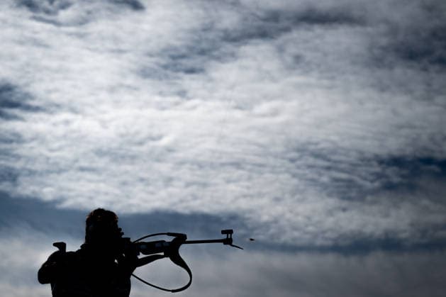 XXV Winter Olympic Games, Olympische Spiele, Olympia, OS in Anterselva, Italy, on February 13, 2026. Biathlon Men s 10km Sprint. Justus Strelow from Germany during rifle zeroing. (CTKxPhoto OndrejxDeml) CTKPhotoP2026021308142  CTKPhotoP2026021308142
