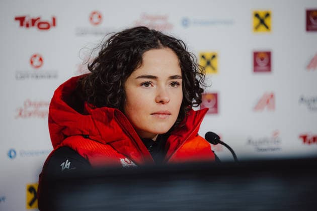 OLYMPICS - Winter Olympic Games, Olympische Spiele, Olympia, OS Milano Cortina 2026 CORTINA D AMPEZZO,ITALY,13.FEB.26 - OLYMPICS, ALPINE SKIING - Winter Olympic Games Milano Cortina 2026, giant slalom, women, press conference, PK, Pressekonferenz Ski Austria, Austria House. Image shows Julia Scheib (AUT) during an interview.  GEPAxpictures xAlexanderxSolc
