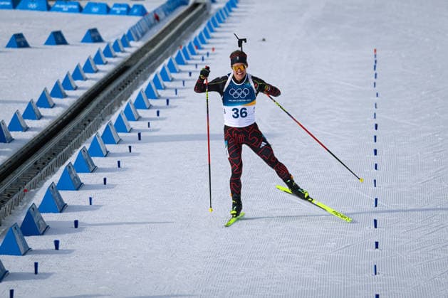 Antholz, Italien 13. Februar 2026: Biathlon Sprint Männer 10 km - Olympia 2026 Im Bild: Philipp Horn (GER) im Zielbereich. Anterselva Biathlon Arena *** Antholz, Italy 13 February 2026 Biathlon Sprint Men 10 km Olympia 2026 In the picture Philipp Horn GER in the finish area Anterselva Biathlon Arena Copyright: xFotostandx xHettichx
