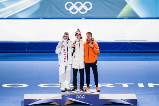 260213 Vladimir Semirunniy of Poland, Metodej Jilek of Czech Republic and Jorrit Bergsma of the Netherlands celebrate on the podium after men s 10000m Speed skating, Eisschnelllauf during day 7 of the 2026 Winter Olympics on February 13, 2026 in Milan. Photo: Carl Sandin BILDBYRAN kod CS CS0876 skridskor speed skating Olympic Games, Olympische Spiele, Olympia, OS olympics winter olympics os ol olympiska spel vinter-os olympiske leker milano cortina 2026 milan cortina 2026 milano cortina 2026 olympic games milano cortina 2026 winter olympic games milano cortina-os milano cortina-ol vinter-ol 7 bbeng jubel guld silver brons gold bronze *** 260213 Vladimir Semirunniy of Poland, Metodej Jilek of Czech Republic and Jorrit Bergsma of the Netherlands celebrate on the podium after men s 10000m speed skating during day 7 of the 2026 Winter Olympics on February 13, 2026 in Milan Photo Carl Sandin BILDBYRAN code CS CS0876 skates speed skating olympic games olympics winter olympics os ol olympic games winter os olympic games milano cortina 2026 milan cortina 2026 milano cortina 2026 olympic games milano cortina 2026 winter olympic games milano cortina os milano cortina ol winter ol 7 bbeng jubel guld silver bronz gold bronze  Copyright: CARLxSANDIN BB260213CS173
