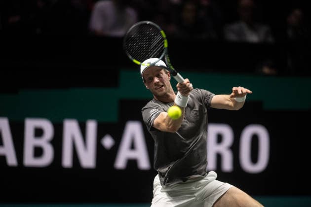 ROTTERDAM, NETHERLANDS - FEBRUARY 13: Botic van de Zandschulp of the Netherlands in action against Alex de Minaur of Australia during the Quarter-finals of the ABN AMRO Open at Rotterdam Ahoy on February 13, 2026 in Rotterdam, Netherlands. Credit: Andy Astfalck Netherlands Copyright: xAndyxAstfalckx