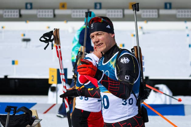 Antholz, Italien 13. Februar 2026: Biathlon Sprint Männer 10 km - Olympia 2026 Im Bild: Justus Strelow (GER) Anterselva Biathlon Arena *** Antholz, Italy 13 February 2026 Biathlon Sprint Men 10 km Olympia 2026 In the picture Justus Strelow GER Anterselva Biathlon Arena Copyright: xFotostandx xHettichx