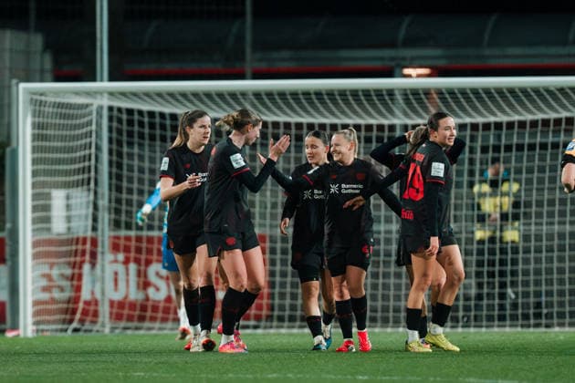 13.02.26, Women, Football, Google Pixel Frauen Bundesliga, Season 2025 2026, Bayer 04 Leverkusen - 1.FC Köln, Matchday 18 Bayer 04 Leverkusen goal celebration of Vanessa Fudalla ( 21 - Bayer 04 Leverkusen) for the 1:0 Leverkusen Ulrich-Haberland-Stadion NRW Deutschland
